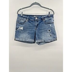Retro Y2K Aeropostale Jean Shorts 9 / 10 Low Rise Medium Wash Cuffed Distressed